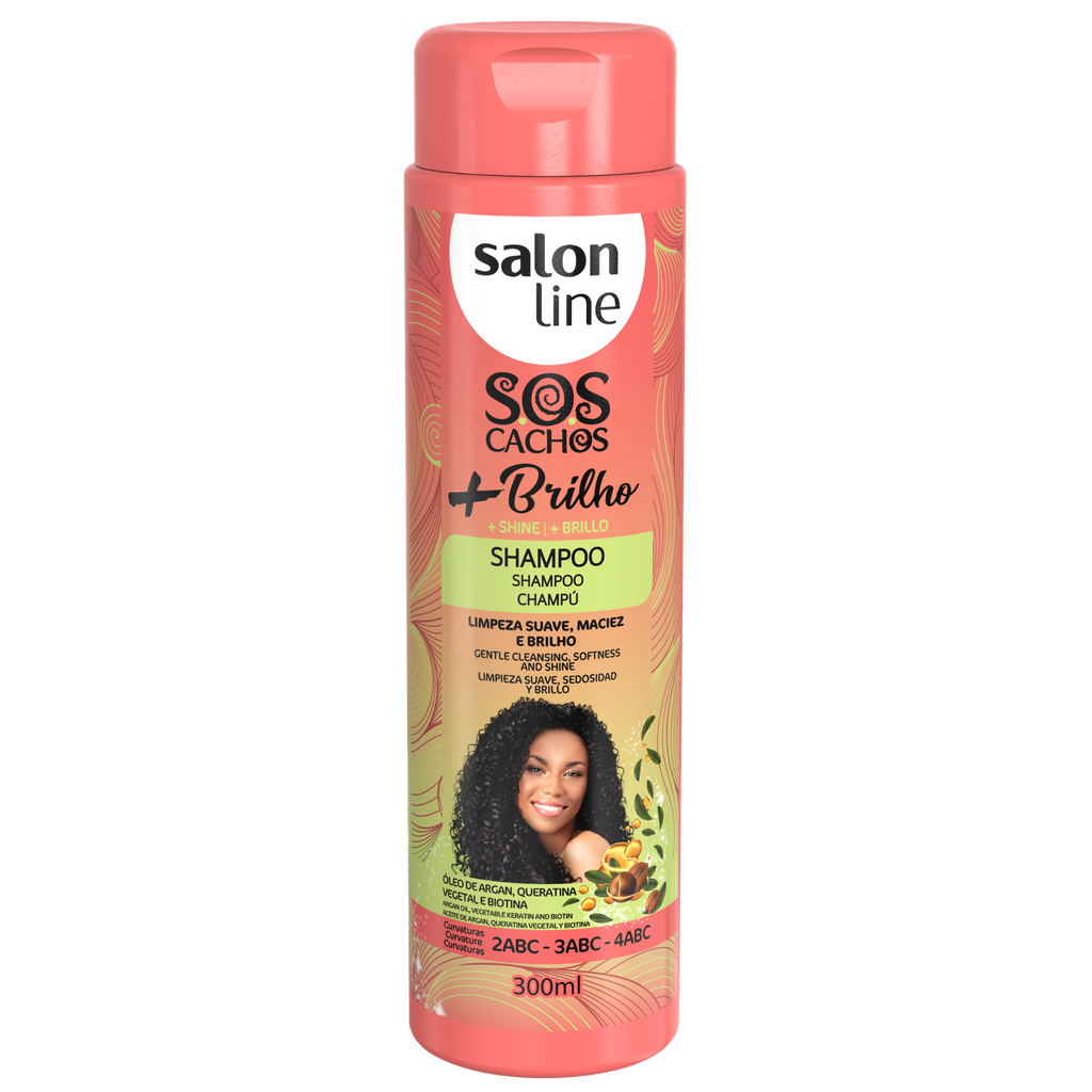 Champô - SOS Cachos - +Brilho - Limpa Suavemente e Realça o Brilho - Salon Line 300ml