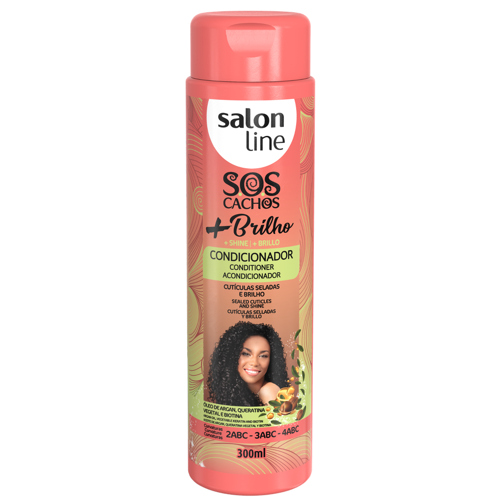 Creme para Pentear com Ativador - SOS Cachos +Brilho - Realça o Brilho e Define os Cachos - Salon Line 300ml