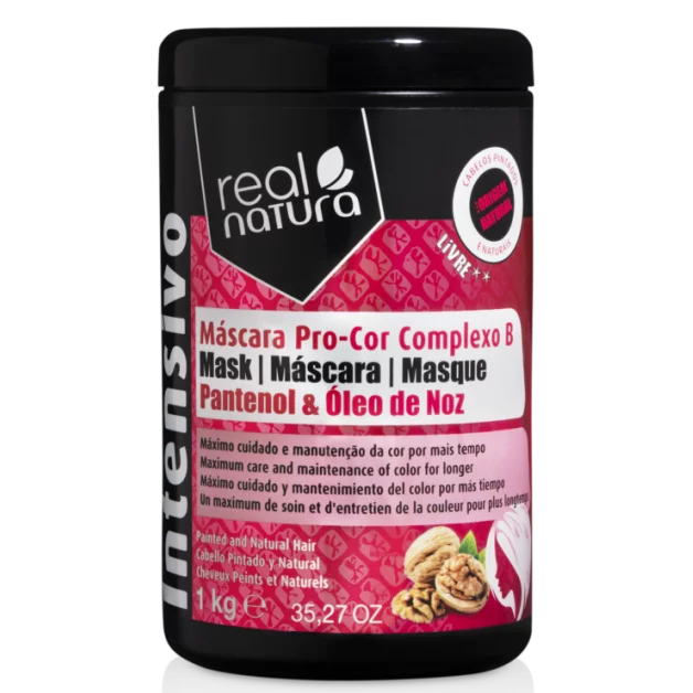 Máscara para Proteção da Cor - Pro-Cor Complexo B - Pantenol e Óleo de Noz - Real Natura 1kg