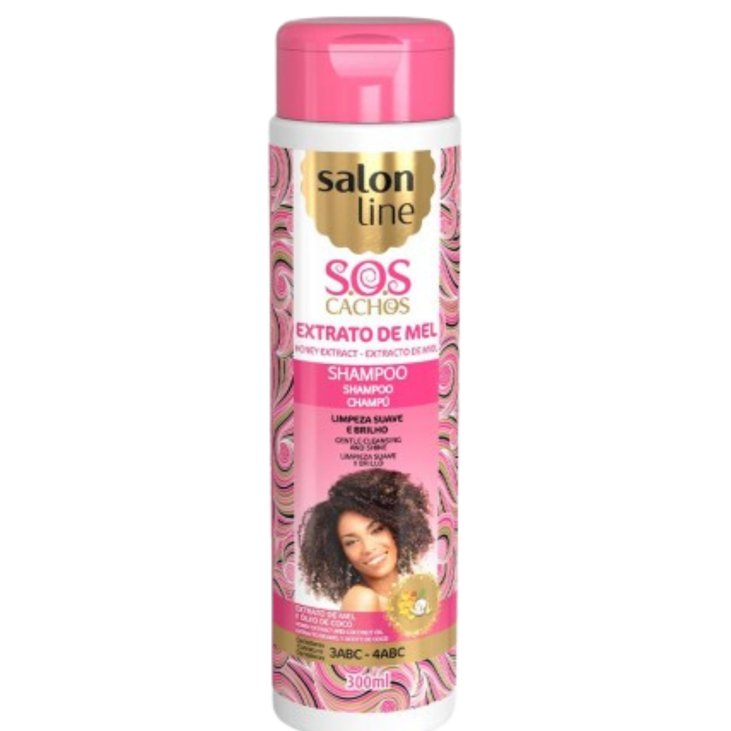 Shampoo - Honey - SOS Cachos Intensos Mel - Gently Cleanses and Hydrates Curls - Salon Line 300ml