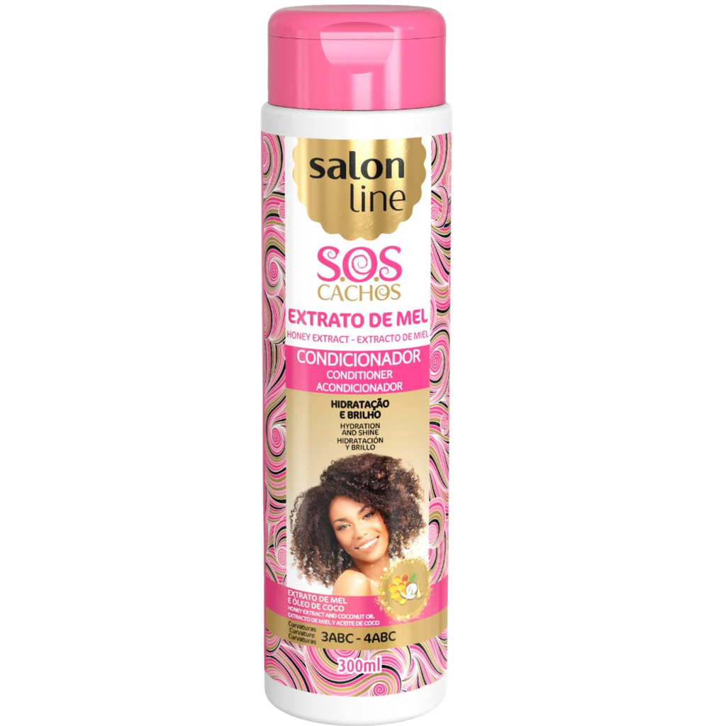 Conditioner - Honey - SOS Cachos Intensos Mel - Moisturizes and Nourishes Curls - Salon Line 300ml