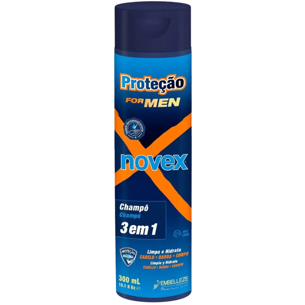 Men's Shampoo - Protection - 3-in-1 Hair, Beard, Body - Novex 300ml