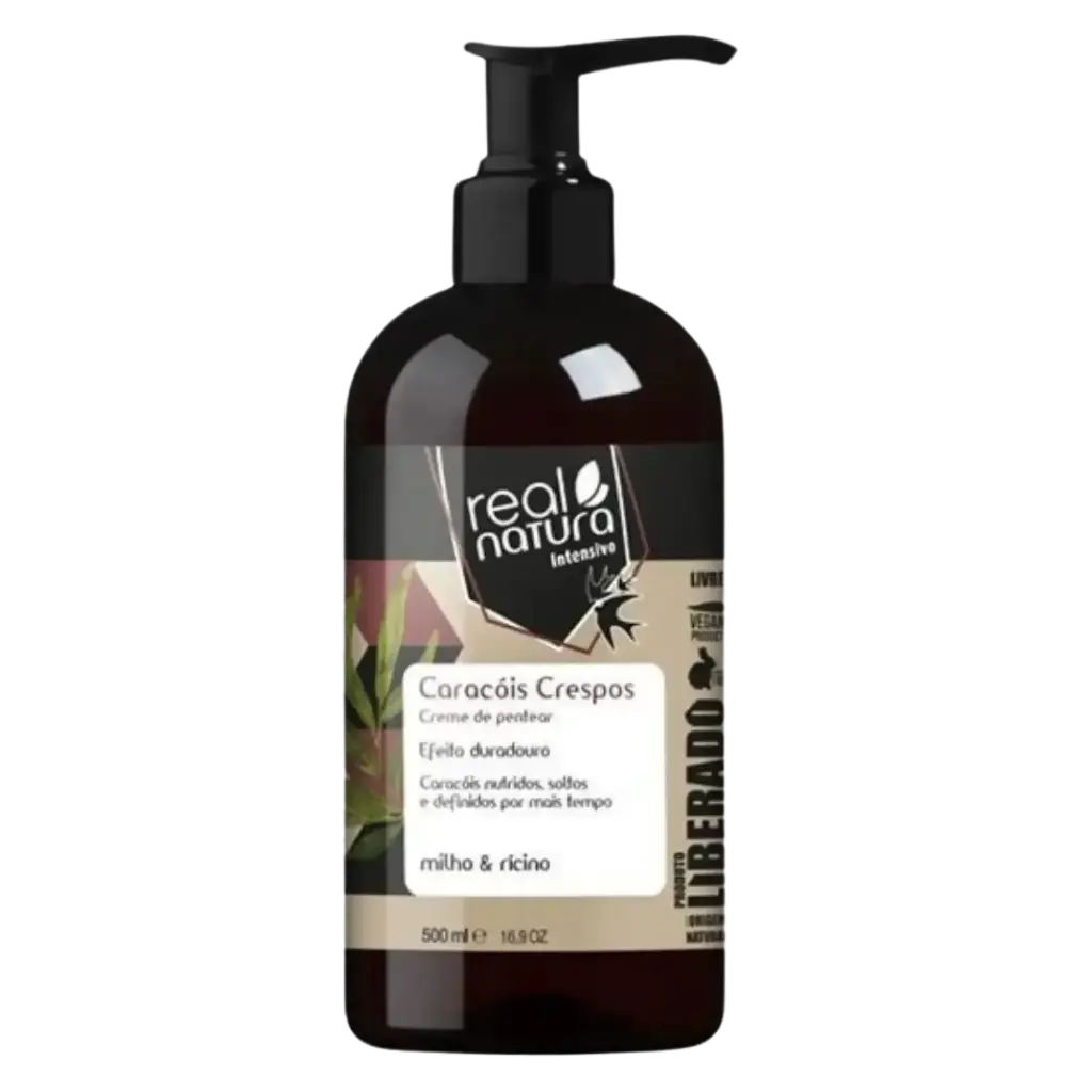 Creme de Pentear Crespos - Caracóis Crespos - Milho e Rícino - Real Natura 500ml