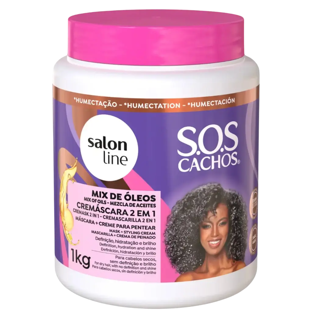 Mask & Leave-In Cream for Curly and Coily Hair - Mix Óleos 2em1 - Salon Line 1kg