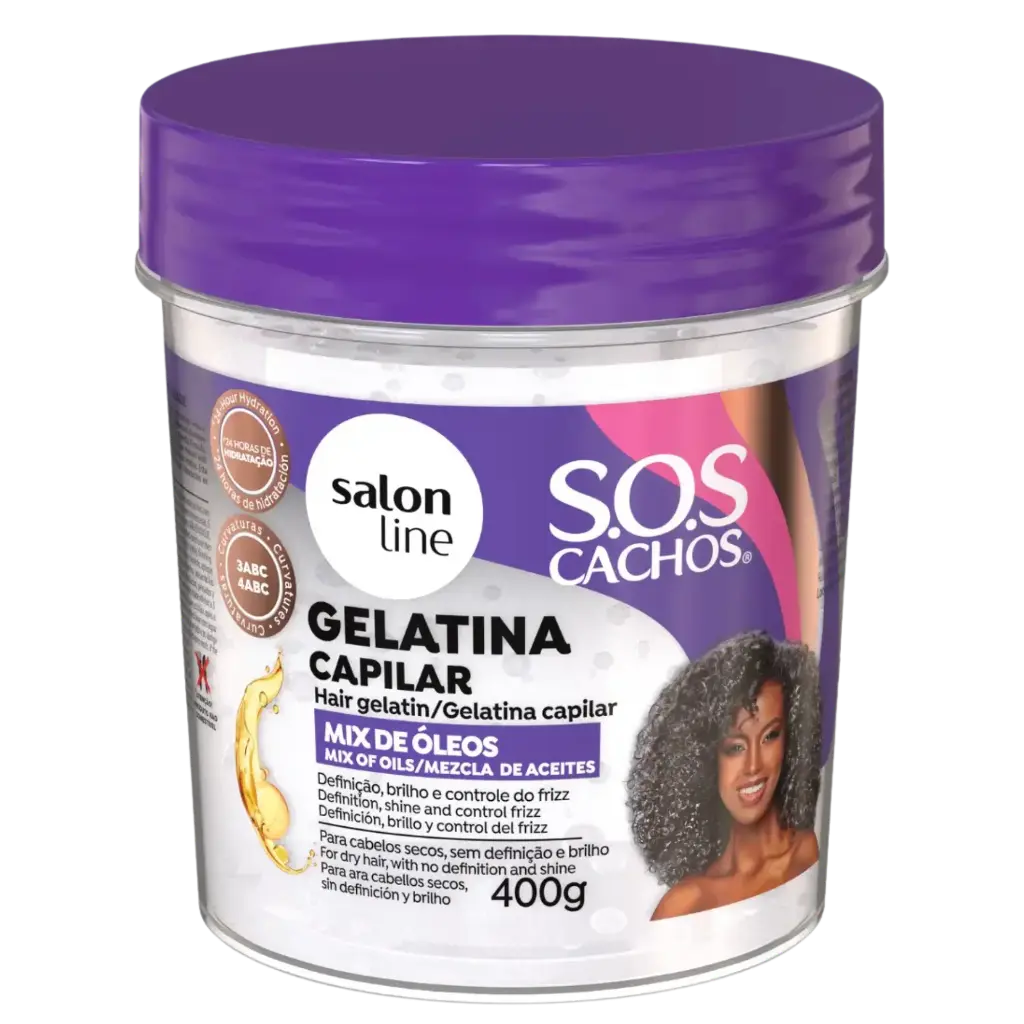 Gelatina Capilar Hidratante - Mix Óleos SOS Cachos - Salon Line 400g