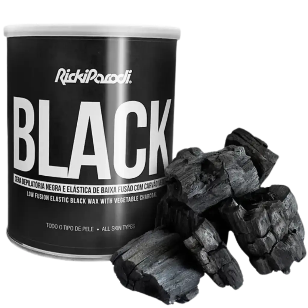 Cera de depilação elástica - de baixa fusão - com Carvão Vegetal RickiParodi 800g
