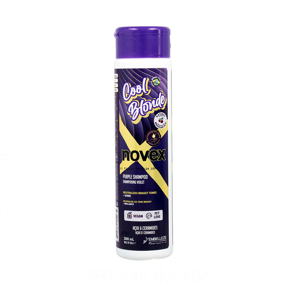 Professional Shampoo - Cool Blonde - Neutralizes Yellow Tones in Blonde and Gray Hair - Novex 300ml