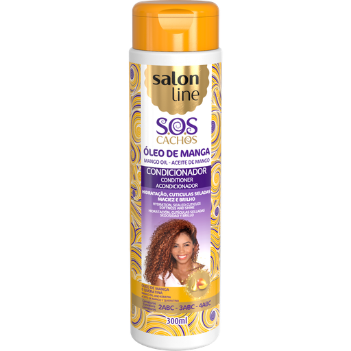 [7898623959897] Moisturizing Conditioner - SOS Curls Mango Oil - Hydrates and Nourishes Curls - Salon Line 300ml