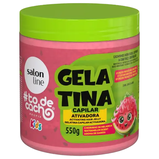 [7908458325542] Curly activator Gelatin for Kids - SOS Cachos Kids Melancia - Watermelon - Salon Line 550g