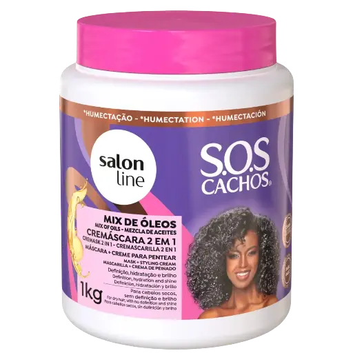 [7908458325443] Mask & Leave-In Cream for Curly and Coily Hair - Mix Óleos 2em1 - Salon Line 1kg