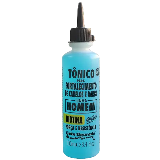 [7897158726509] Fortifying anti-hair loss tonic for men - hair and beard – Biotin and Mint - Gota Dourada 100ml