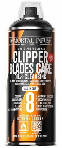 [8682225551653] Huile Lubrifiante - Barber Essentials - Soin Professionnel pour Outils de Barbier Tout-En-Un - Immortal Infuse - 400ml